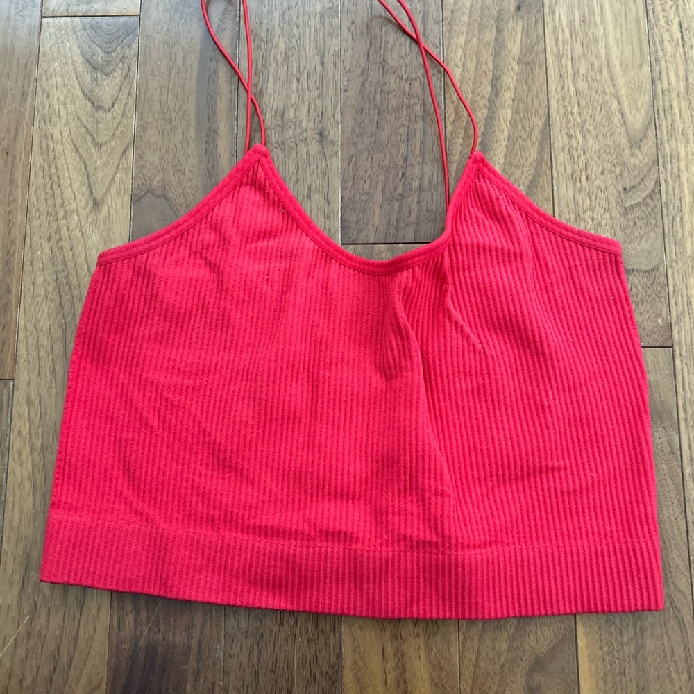 Red Ribbed Women's Top